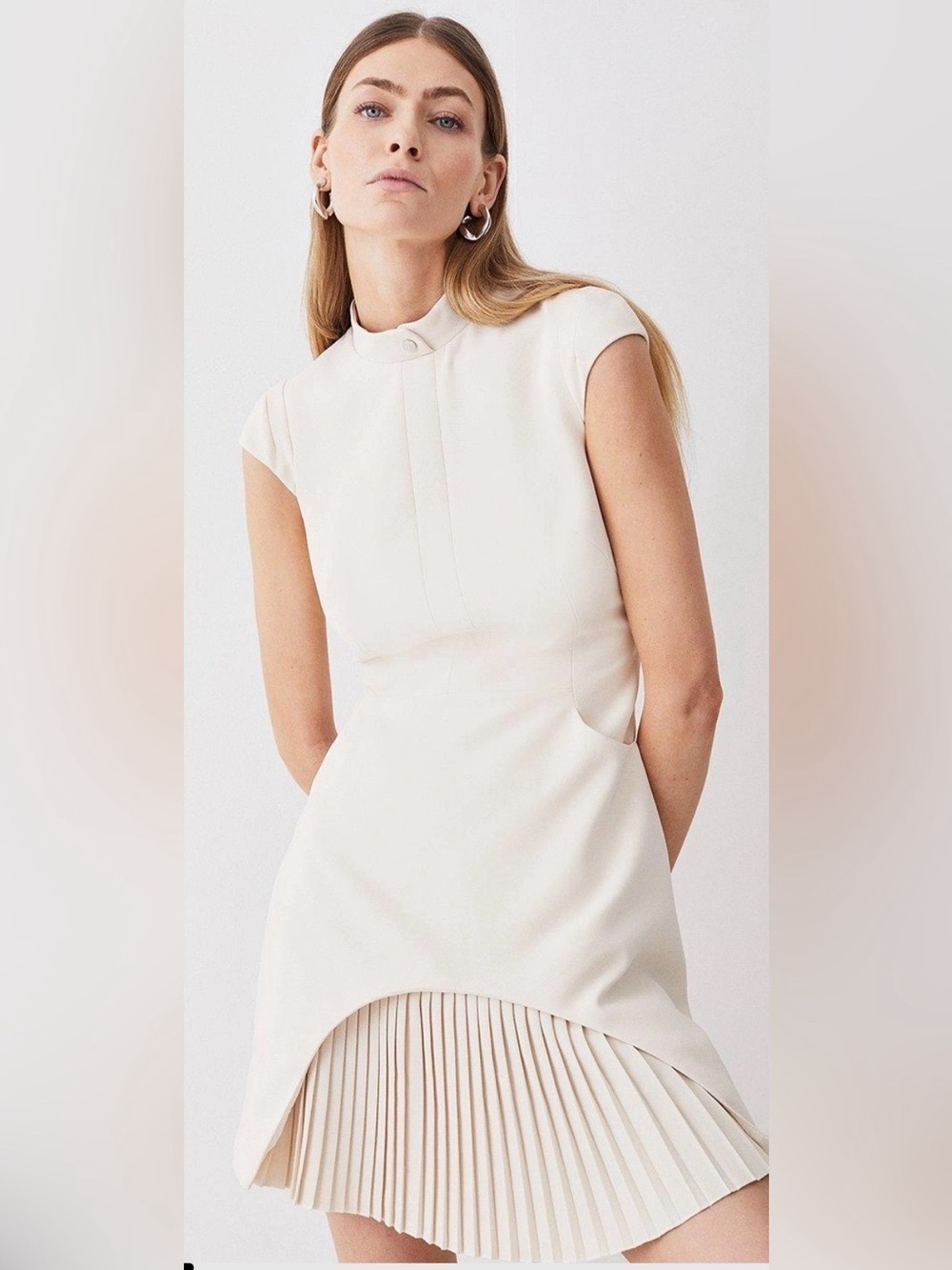 NWT Karen Millen Military Tailored Mini Dress Cream Size 2